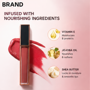Private Label Organic Long Lasting <b>Lip</b> <b>Gloss</b> Premium Luxury Square Laser Engraved Gold Rim Contenedor Natural Look - Product Image 2