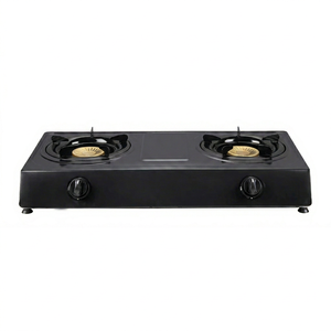 Table de cuisson à gaz double brûleur 14 pouces, surface en fonte, commande par bouton, allumage piézoélectrique, protection anti-extinction de flamme, usage domestique - Product Image 1