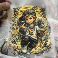 Transferencias DTF al por mayor de vaca Highland navideña, parches termoadhesivos de ternera con gorro de Papá Noel, personalizados a granel para impresión DIY en camisetas