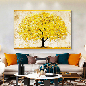 Tranh Hiện Đại Khách Sạn Tác Phẩm Nghệ Thuật Treo Tường Bức Tranh Cây Lá Vàng Trang Trí Tranh Sơn Dầu Thủ Công Trên Phong Cảnh Vải Bố - Product Image 6