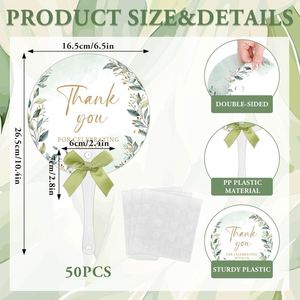 Éventails en plastique personnalisés pour mariage avec nœud, en forme de feuille, pour remerciements, en vrac, pour anniversaire, fête prénuptiale - Product Image 4