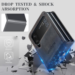 Étui de protection antichute et antichoc en cuir de luxe avec support pliable et cordon, plusieurs couleurs, pour téléphones <span class=keywords><strong>Z</strong></span> Flip 7 6 5 4 en PU - Product Image 3