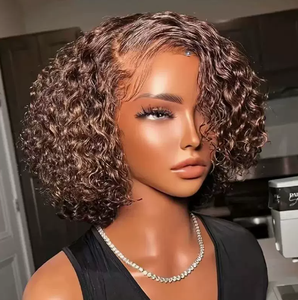 Perruque synthétique Lace Front, <span class=keywords><strong>cheveux</strong></span> courts bouclés africains, 16 pouces, dentelle HD, sans colle, naturelle et volumineuse, plusieurs tailles courtes - Product Image 4