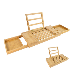Livraison Rapide : <span class=keywords><strong>Plateau</strong></span> de Bain en Bambou de Luxe Extensible avec Emplacement pour Téléphone et Porte-Savon pour la Vente au Détail - Product Image 6