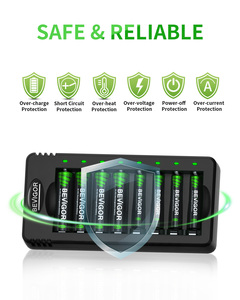 BEVIGOR <span class=keywords><strong>Cargador</strong></span> de batería de 8 ranuras Tipo <span class=keywords><strong>C</strong></span> <span class=keywords><strong>Entrada</strong></span> QC3.0 Función 10W Potencia de salida Incluye 8PCs 2800mAh 1,2 V NiMH AA Batería - Product Image 3