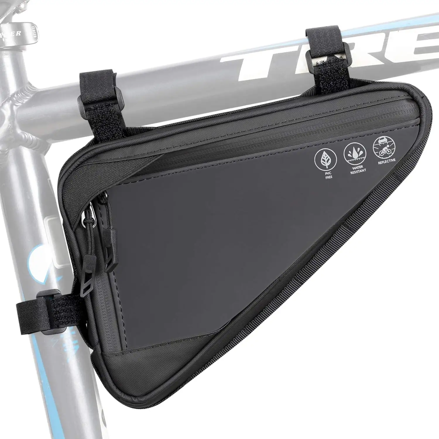Bolsa triangular para cuadro de bicicleta OEM de alta calidad, bolsa de herramientas impermeable para manillar para bicicleta eléctrica de montaña, eBike, ciclismo, características duraderas