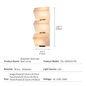Modern Geometric Alabaster <b>Wall</b> Sconce Luxury Brass Lamp for Bedroom Bedside Living Room LED Designer Cube Stone <b>Light</b> Decor - Product Image 2