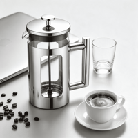 Cafetière à piston 34 oz en verre borosilicate transparent avec filtre en acier inoxydable à mailles fines, résistante à la chaleur