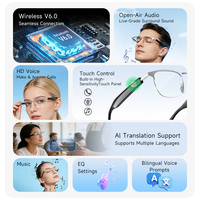 Lunettes Intelligentes de Traduction Instantanée avec Assistant IA, Contrôle Tactile, Étanchéité IPX-4, Double Caméra, Recharge Type-C, Multilingue