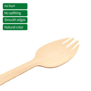 Fourchette et cuillère jetables en <span class=keywords><strong>bois</strong></span> dégradable écologique de 160mm - Product Image 5