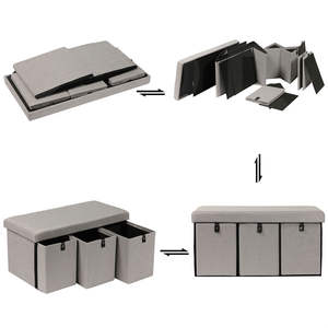 Bailey fournisseur de meubles de salon tabourets en simili cuir MDF poufs marron pliant rangement pouf Table basse pour salons - Product Image 2