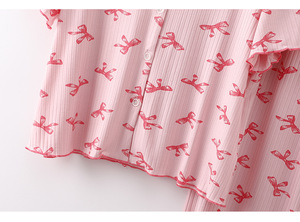 PJ-055 ชุดนอน 2 ชิ้นเอวยางยืดลายเสือดาวผู้หญิงแขนสั้นกางเกงขายาวถักบางทรงหลวมฤดูใบไม้ผลิฤดูร้อน - Product Image 6