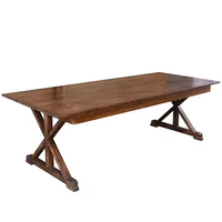 Table de ferme pliante en bois de pin massif avec pieds en forme de X Bjflamingo Vente en gros Table à manger en bois rustique naturel
