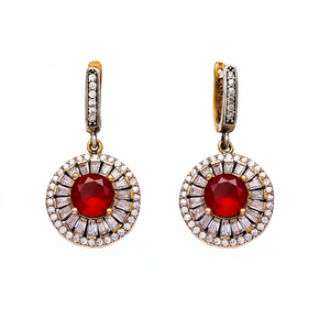 Authentic Garnet Stone Dangle <b>Earring</b> Turkish Wholesale Handcrafted 925 Sterling Silver Jewelry - Product Image 2