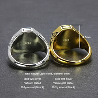 Bijoux originaux pour hommes en argent sterling 925 avec pierre naturelle Lapis Lazuli Bijoux punk pour hommes de Damon Stefan
