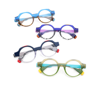 Monturas Ópticas de Acetato Premium Unisex, Gafas Redondas Vintage Transparentes de Color, Lentes de Moda al por Mayor
