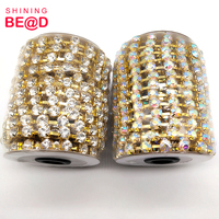 Chaîne de tasse, strass en cristal plaqué or SS38, pour couture, bricolage, décoration de vêtements, nouvelle collection, vente en gros