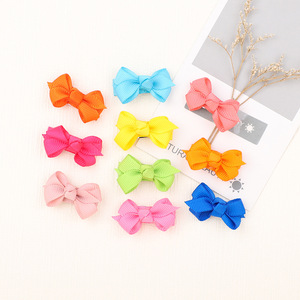 Jepit rambut anak pita warna polos 1.5 inci untuk anak perempuan jepit rambut pita simpul buatan tangan aksesori rambut baret MiNi - Product Image 6