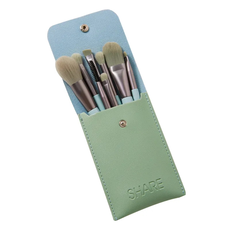 SBelle 2023 New Design Free Sample Customized Colors 8pcs Makeup Brush Set Wood Handle Custom Logo Foundation For Girl
