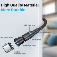 Kabel data magnetik 3 in 1, kabel data USB 3A berputar 540 derajat pengisian cepat harga pabrik untuk Tipe C UNTUK Iphone