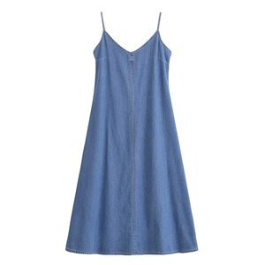 TAOP&ZA Otoño 2025 Nuevo <span class=keywords><strong>Vestido</strong></span> Midi Sexy con Espalda Descubierta, Cuello en V, <span class=keywords><strong>Tirantes</strong></span> Vaqueros y Falda Larga Recta 1416025 - Product Image 1