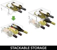 Support de rangement empilable moderne en plastique pour bouteilles de vin rouge et bouteilles d'eau, idéal pour cuisine, garde-manger, réfrigérateur, armoire et comptoir