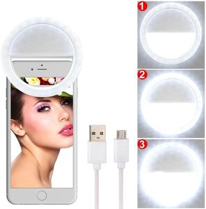 Anneau lumineux LED à variateur pour Selfie, pour téléphone, tablettes, ordinateurs portables, appareil photo, vidéo, Rechargeable - Product Image 2