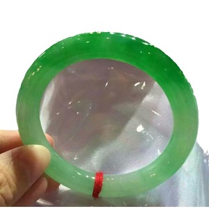 Vera miniera di Myanmar legno genuino tipo di ghiaccio <span class=keywords><strong>verde</strong></span>-come rotondo barra di <span class=keywords><strong>giada</strong></span> piccante Yang smeraldo braccialetto da donna - Product Image 3
