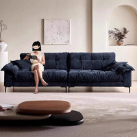 Canapé en tissu de lin droit en chenille de luxe, style nuage, moderne et minimaliste, pour petit appartement, salon