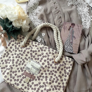 Bolso de Mano de Material de Algodón y Lino Grueso, Bolso Tote Pequeño Suave y Cómodo, Impresión Completa, Logotipo Personalizado, Bolso de Mujer - Product Image 5