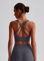 Soutien-gorge de sport respirant à haute élasticité et extensible dans quatre directions avec logo frontal, antichoc, pour la course, le fitness et le yoga, pour femme