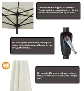 10ft Patio <span class=keywords><strong>Demi</strong></span> Parapluies Off-the-wall Pare-Soleil Coupe-Vent Marché En Acier <span class=keywords><strong>Demi</strong></span>-Rond Parasols Extérieurs Avec Manivelle Pour Mur <span class=keywords><strong>Balcon</strong></span> - Product Image 6