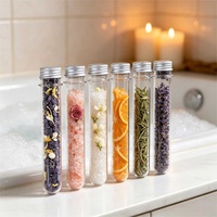 Garam Mandi Himalaya Garam Laut Epsom Dengan Bunga Mawar Kering Asli Tabung PP Rendaman Kaki Teh Mandi Spa Logo Kustom