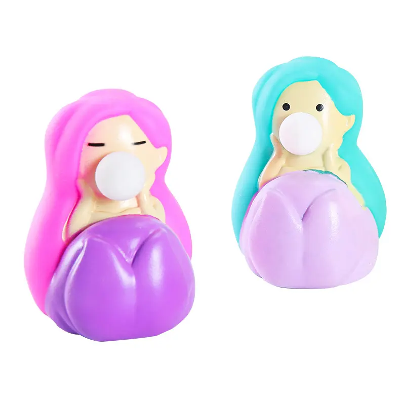 Wholesale Squishy Relief Stress Sensory Mermaid Spit Bubble Squeeze Toys Kids