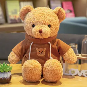 Customize Manufacturer Cute Curly Hair Light Brown Teddy Bear Plush Toy Cartoon Bear Stuffed Doll For Valentine Gift