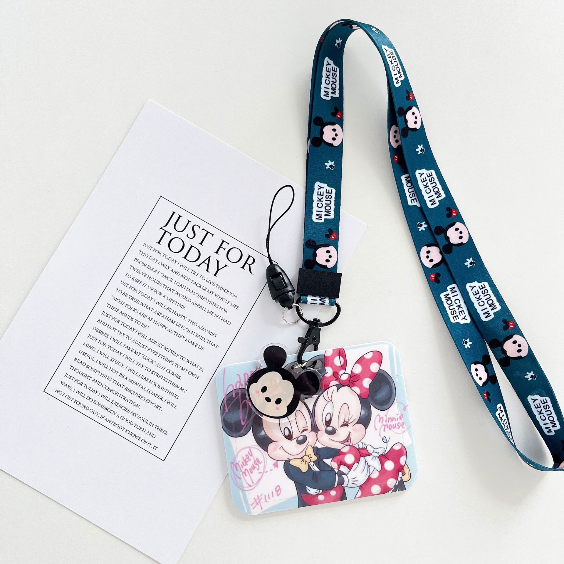 Lovely Cartoon Mickey Minnie Bear Card Holder Lanyards Anti-Lost Plastic Horizontal Student Bus ID Badge Card Case Lanyard Image 5