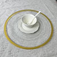 Assiettes de présentation transparentes à bord doré pour mariage, 13 pouces, en plastique, pour dîner, anniversaire, Noël