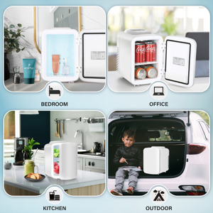 Refrigerador pequeño compacto sin freón de 4L/6 latas, <span class=keywords><strong>1</strong></span> <span class=keywords><strong>puerta</strong></span> para almacenamiento en hoteles, bebidas para el cuidado de la piel, cosméticos, caja corrugada empaquetada - Product Image 4