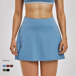 <span class=keywords><strong>Jupe</strong></span> de sport unie pour femme avec short intégré, personnalisable OEM, pour yoga, course, golf, tennis, entraînement estival et fitness - Product Image 3