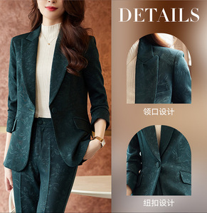 S-4XL профессиональная куртка с длинными рукавами, строгий комплект из брюк, двубортный костюм, куртка, прямые брюки, комплект из 2 предметов - Product Image 3