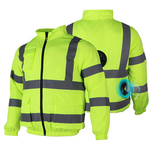 3 Fans Hi Vis Air Conditioned Fan Cooling <strong>Jacket</strong> Electric <strong>Smart</strong> 5V Rechargeable Battery Work <strong>Jacket</strong> - Product Image 1