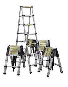Échelle <span class=keywords><strong>télescopique</strong></span> <span class=keywords><strong>double</strong></span> face en aluminium EN 131 de 4 à 12 marches avec pièces de bricolage – Vente en gros - Product Image 6
