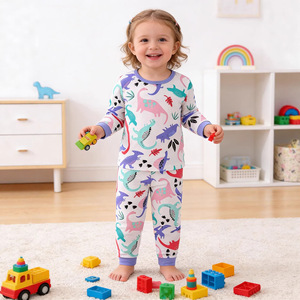 Completo Due Pezzi in Fibra di Bambù per Bambine, Manica Lunga per Tutte le Stagioni, Stile Europeo e Americano, Morbido con Stampe di Animali/Fiori - Product Image 4