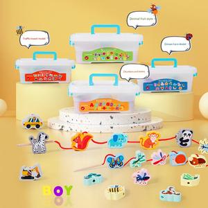 Juguetes de madera Montessori, <span class=keywords><strong>juego</strong></span> de secuencia de cuentas con alfabeto digital de animales para desarrollar la habilidad práctica - Product Image 2