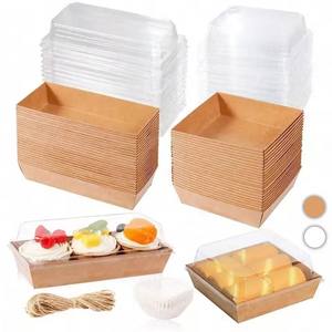 Boîtes à charcuterie en papier avec couvercles transparents, contenants alimentaires jetables, boîtes à emporter en papier kraft - Product Image 1