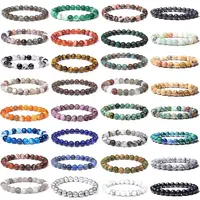 Bracelets en pierres précieuses naturelles, bijoux de 8mm, perles extensibles, réglables, pour le Yoga, Agate, œil de tigre, en cristal