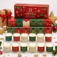 Coffret Cadeau Calendrier de l'Avent de Noël avec 12 Mini Bougies Parfumées en Cire de Soja Sans Fumée – Idéal pour Anniversaires et Fêtes – Vente en Gros