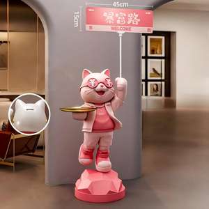 Estatua Gigante de Resina de Gato de la Suerte con Bandeja y Ranura de Depósito, Pintada a Mano, de Moda, para Entradas de Restaurantes/Cafeterías - Product Image 2