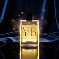 Flacons de parfum en verre bleu carré personnalisés avec logo de marque, vente en gros, avec couvercle doré, vaporisateur coloré, conteneur luxueux facile à remplir