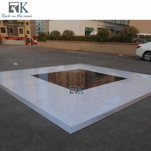 Pista de Baile Portátil de 4x4 pies, Pista de Baile de Madera Contrachapada de 3x3 pies con Sistema de Bloqueo Cam Lock, Blanca/Negra, para Salón de Banquetes - Product Image 2